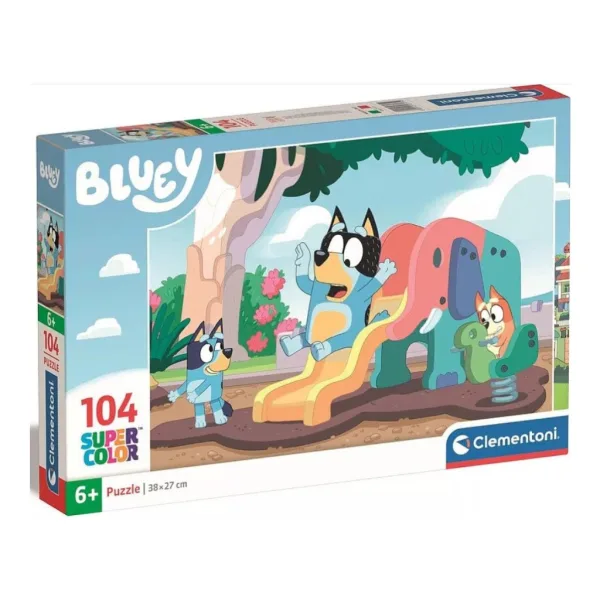 Bluey Hund rutscht 104-teiliges Supercolor Puzzle - Clementoni Bild 1