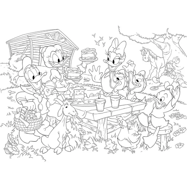 Disney Donald Duck Familie 2-in-1 Maxi 35-teiliges Puzzle und Malvorlage 70x50cm – Lisciani Bild 2