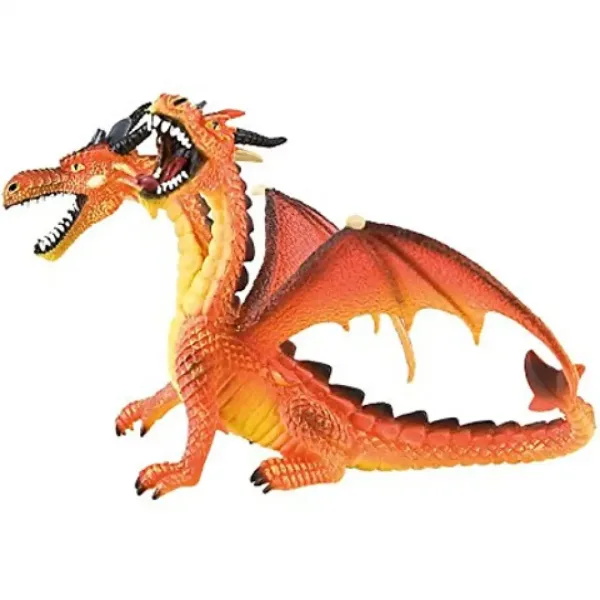 Doppeltköpfige orangefarbene Drachen-Spielfigur - Bullyland Bild 1