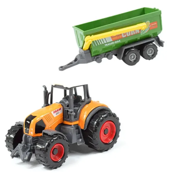 Farm Set: Landwirtschaftlicher Traktor mit Anhänger in vier Varianten 22cm Bild 5