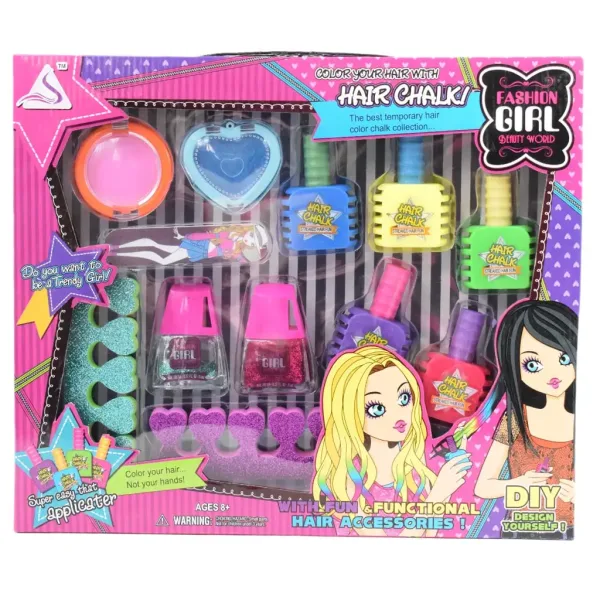 Fashion Girl: Schminkset mit Haarkreide, Schminke und Fingerspreizer-Schwamm Bild 4