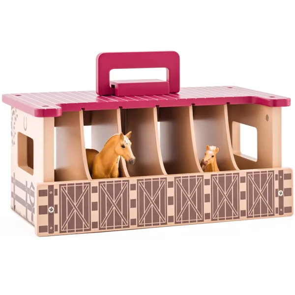 Faunica: Holzpferdestall mit 3 Pferdefiguren – Woodyland Bild 2