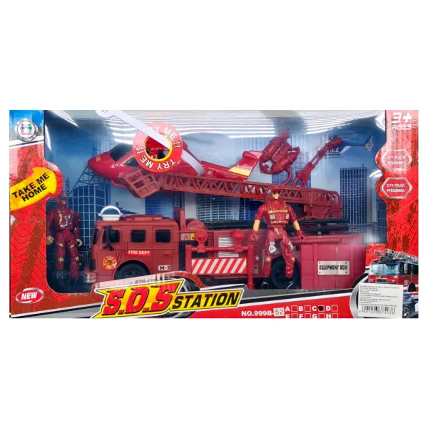 Feuerwehrauto und Hubschrauber mit Licht, Ton und Figuren in mehreren Varianten Bild 2