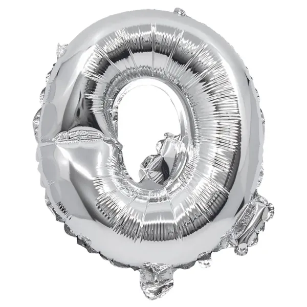 Folienballon in Buchstabenform, silberfarben – Buchstabe Q, 32 cm Bild 1