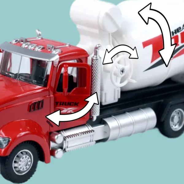 Heavy Duty Truck: Rückziehbares Metall-Betonmischer-LKW-Modell mit öffnenden Türen und drehbarer Trommel 1/36 Bild 5