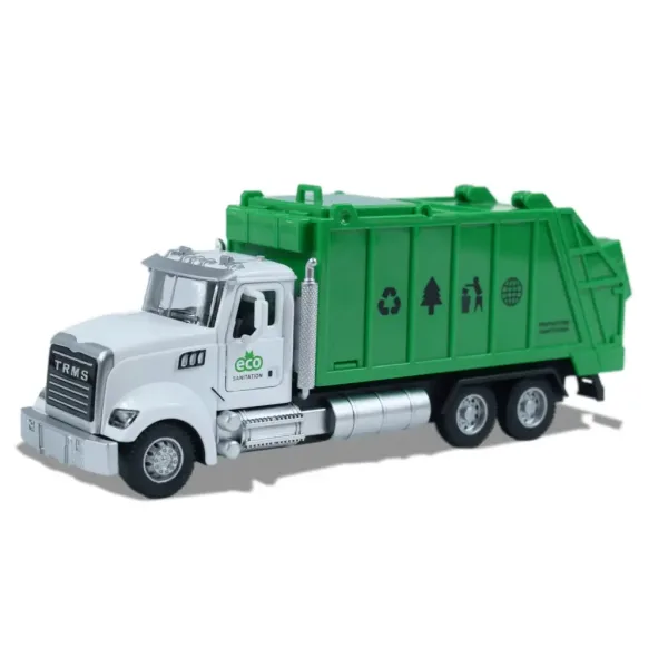 Heavy Duty Truck: Schwerlast-LKW-Modell mit Rückziehmotor, Metall, selektiver Müllsammler, mit öffnenden Türen und Mülltonne, Maßstab 1/36 Bild 3