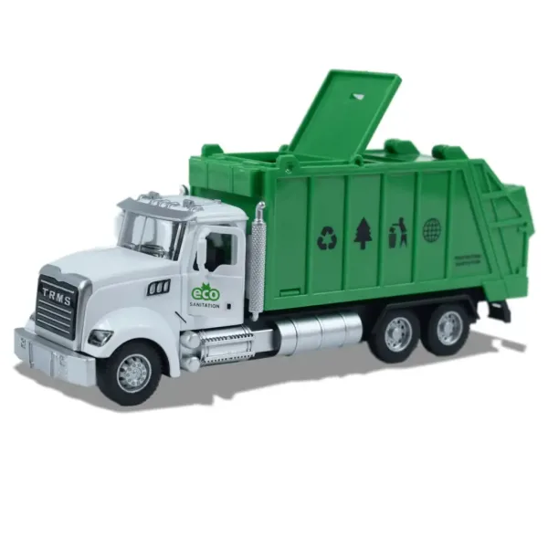 Heavy Duty Truck: Schwerlast-LKW-Modell mit Rückziehmotor, Metall, selektiver Müllsammler, mit öffnenden Türen und Mülltonne, Maßstab 1/36 Bild 4