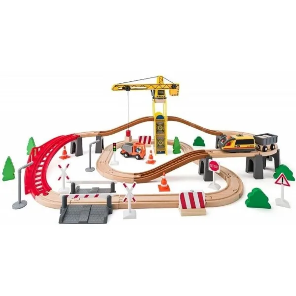 Holz Eisenbahnset mit Kran - Woodyland Bild 2