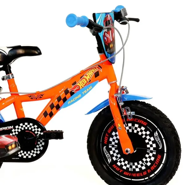 Hot Wheels 16” Kinderfahrrad mit Flaschenhalter und Stützrädern in orange-schwarz – Dino Bikes Fahrrad Bild 3