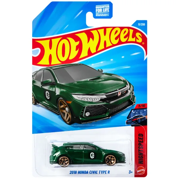 Hot Wheels: 2018 Honda Civic Type R grünes Spielzeugauto 1/64 – Mattel Bild 1