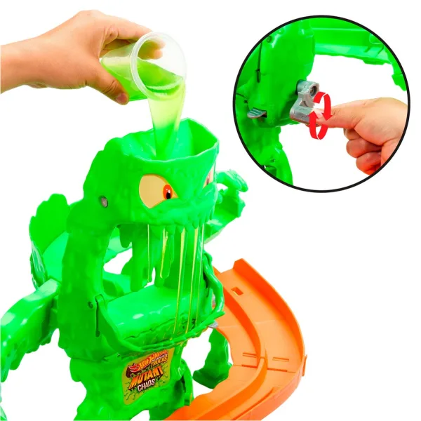 Hot Wheels Monster Trucks Slimeschreck Chaos Rennstrecke - Mattel Bild 3