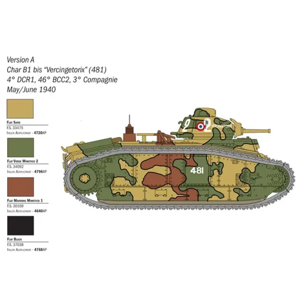 Italeri 1/56 Char B1 Bis Panzerbausatz Bild 3