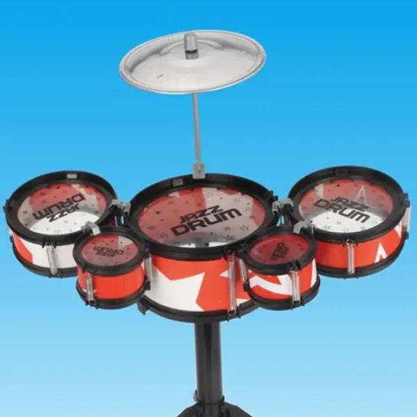 Jazz Drum 6-teiliges rotes Spielzeug-Schlagzeug mit Ständer Bild 2