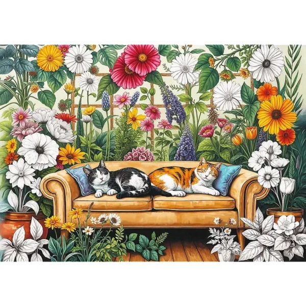 Katzen im blühenden Garten – 500 Teile Creative Puzzle – Trefl Bild 2