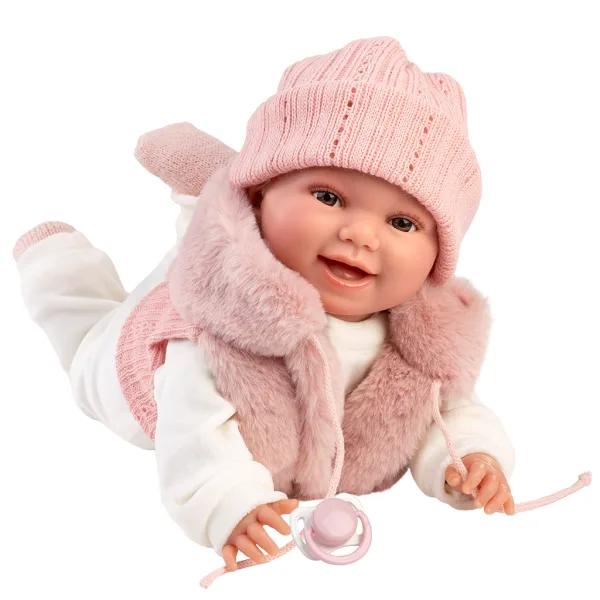 Llorens: Chloe 38cm große weinende Puppe mit rosa Weste Bild 3