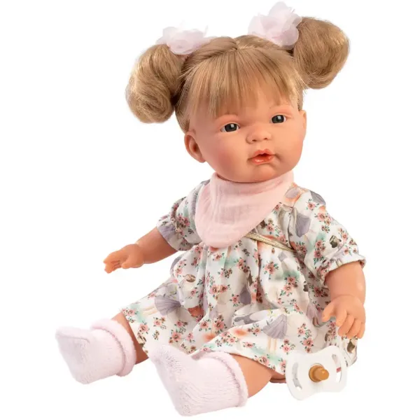 Llorens: Joelle 38 cm große weinende Puppe mit Schnuller in Sommerkleidung Bild 3