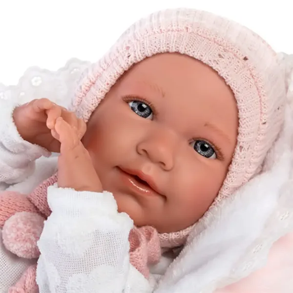 Llorens: Mimi 42 cm weinendes Mädchenpuppe in rosa Kleidung mit Wiege Bild 4