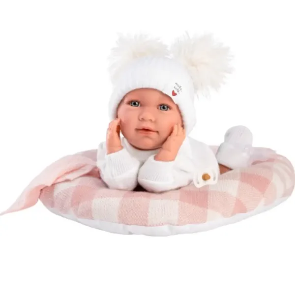 Llorens: Mimi Llorana 42cm weinendes Neugeborenes mit kariertem Bett Bild 3