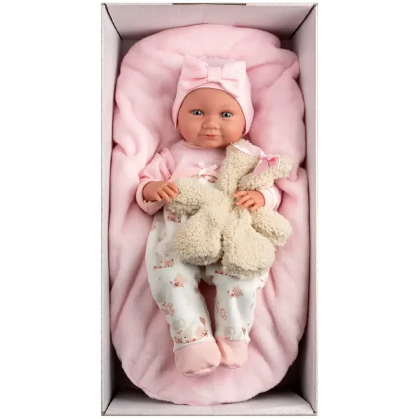 Llorens: Nica 40 cm großes Neugeborenes mit Teddybär und rosa Bettchen Bild 3