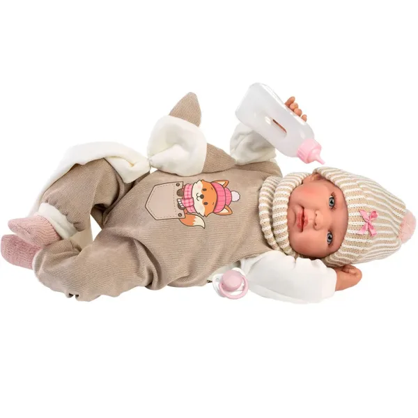 Llorens: Tina 44 cm große Neugeborenenpuppe mit Geräuschfunktion im Fuchs-Outfit Bild 2