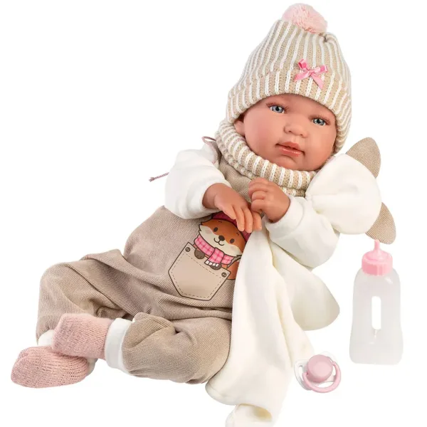 Llorens: Tina 44 cm große Neugeborenenpuppe mit Geräuschfunktion im Fuchs-Outfit Bild 3