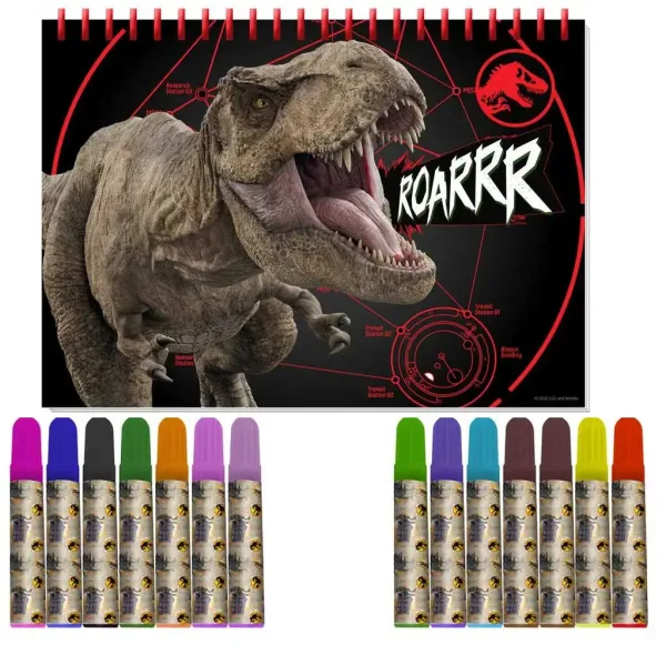 Luna: Jurassic World Malset mit Schablone und Aufkleber 54x47cm Bild 2