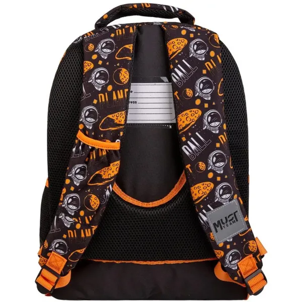 Luna: Must Team Astronaut schwarz-orange abgerundeter Schulrucksack mit 3 Fächern, 32x18x43 cm Bild 2