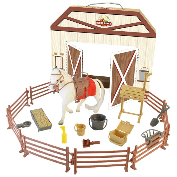 Luna: Pferderanch weißes Pferd mit Zaun und Zubehör 18-teiliges Spielset Bild 2