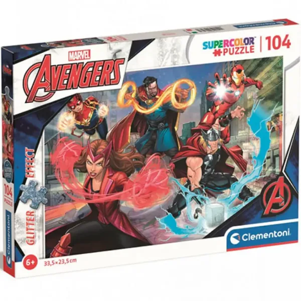 Marvel: Die Rächer Supercolor Glitzer-Puzzle 104 Teile - Clementoni Bild 1