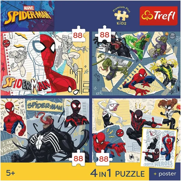 Marvel Spider-Man - 4 x 88 Teile Premium Plus Kids Puzzle - Trefl Bild 2
