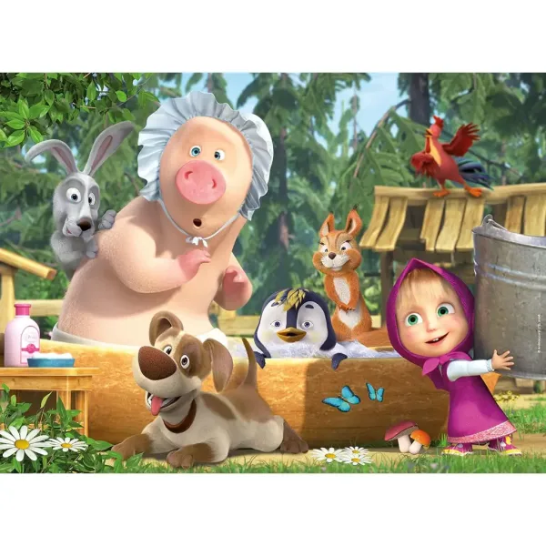 Mascha und der Bär Badezeit 24-teiliges Maxi-Bodenpuzzle 70x50cm - Lisciani Bild 2