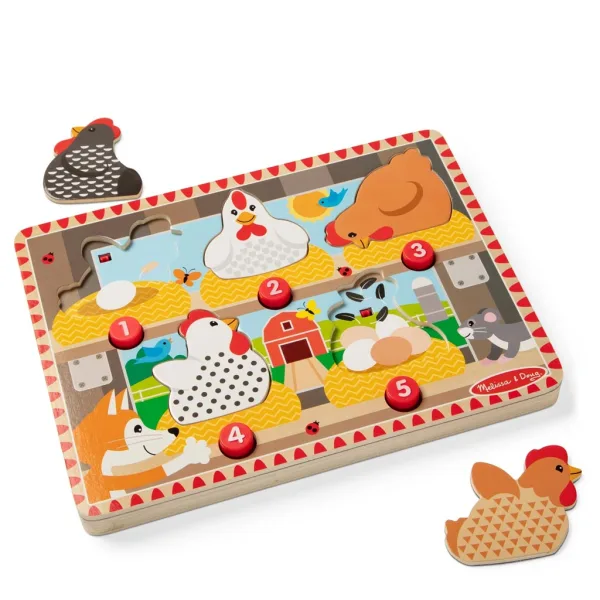 Melissa&Doug Push to Pop Puzzle – Glückliche Hühner Holz Entwicklungs Puzzle - Spin Master Bild 5