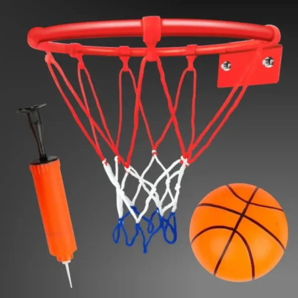 Metall-Basketballkorb-Set mit farbigem Netz, Ball und Pumpe, 24 cm Bild 3