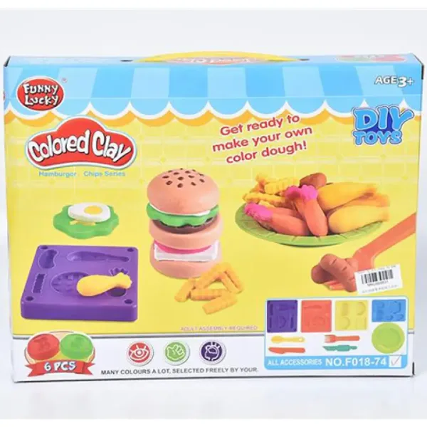 Mittagessen-Knetset mit 6 verschiedenfarbigen Kneten und Formen Bild 1