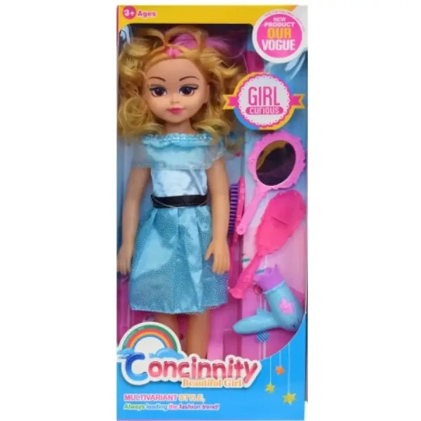 Modepuppe in rotem oder blauem Kleid mit Kamm und Soundeffekten, 46 cm Bild 3