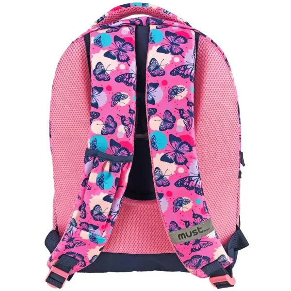 Must: Schmetterling-Muster dreifächeriger Schulranzen, Rucksack 32x18x43cm Bild 2