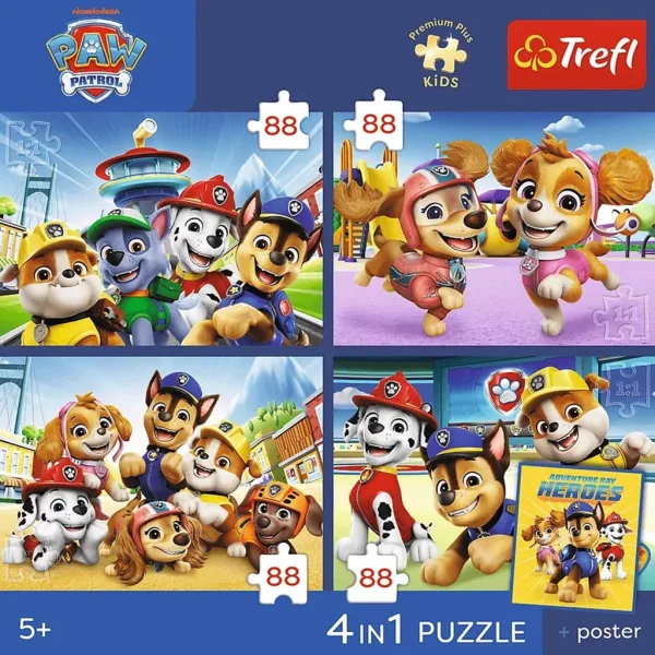 Paw Patrol - 4 x 88 Teile Premium Plus Kinderpuzzle - Trefl Bild 2