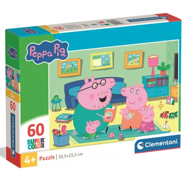 Peppa Wutz Familien Spaß 60-teiliges Supercolor Puzzle - Clementoni Bild 1