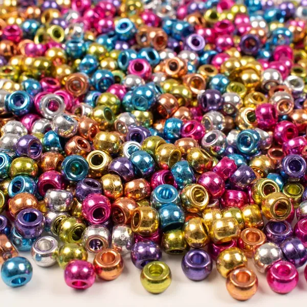 PlayBox: Zylinderförmige bunte Perlen in Metallicfarben, 1000er-Pack Bild 1