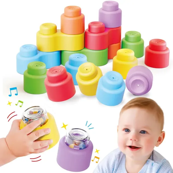 Quercetti: Momy Soft 18-teiliges weiches Rassel-Baustein-Set Bild 2
