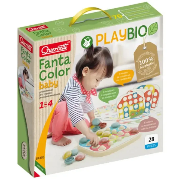 Quercetti: Play Bio Fantacolor Baby Steckspiel, 28-teilig