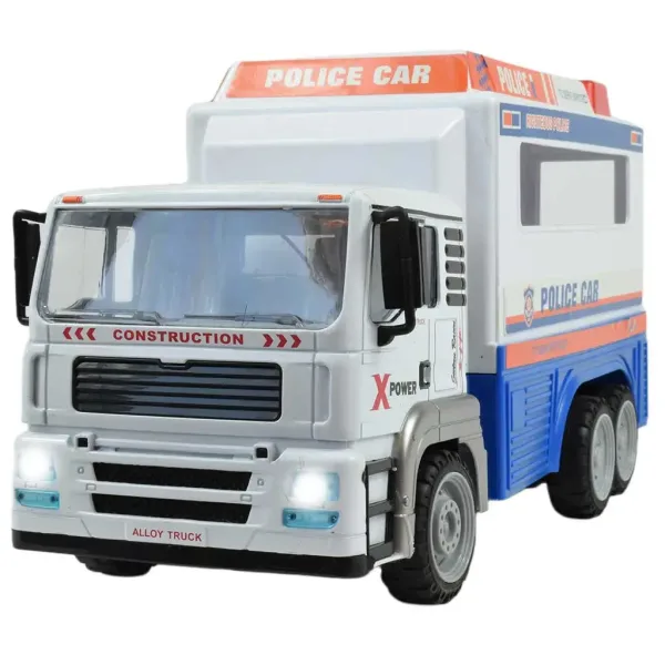 RC ferngesteuerter Polizeilastwagen mit Metallkabine und Lichteffekten 27MHz 1/12 Maßstab 32cm Bild 3
