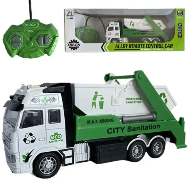 RC-Fernsteuerbarer Müll- oder Containertransporter mit Licht 27MHz 1/36 20cm in zwei Varianten Bild 2