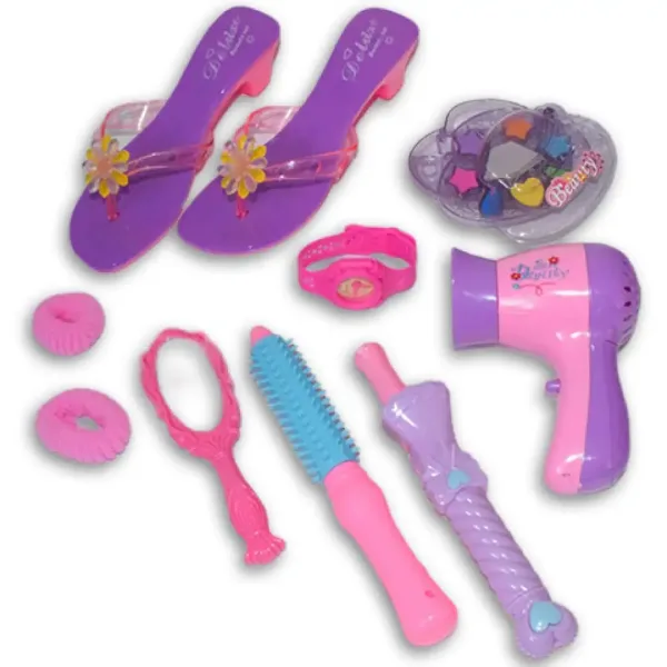 Rosa 9-teiliges Schönheitset mit Schuhen, Uhr und Zubehör. Bild 5
