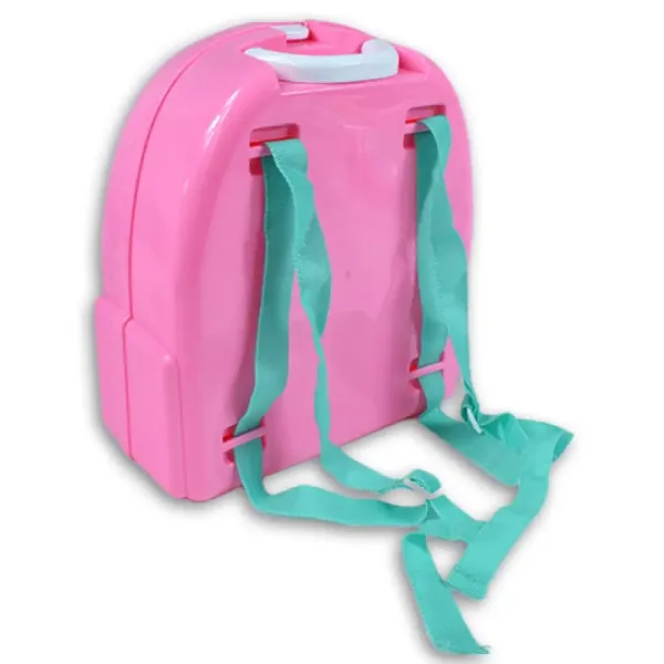 Rosa Schönheitset im Rucksack mit Spielschminke, Spiegel und Zubehör Bild 2