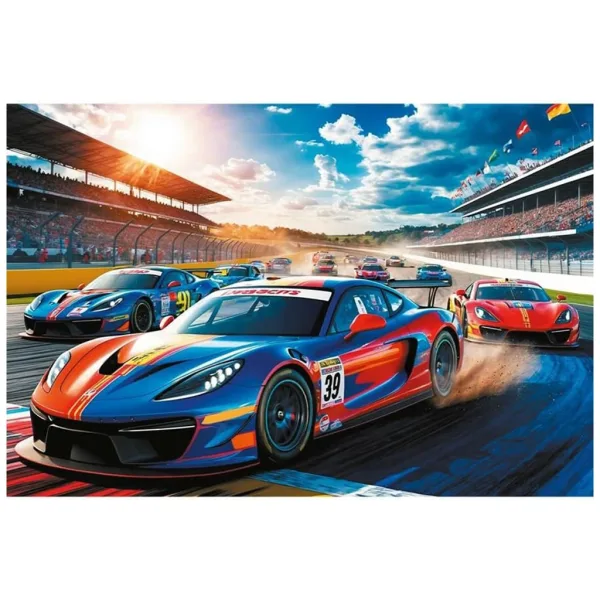 Schnelle Autos auf der Rennstrecke - 100 Teile Puzzle - Trefl Bild 2