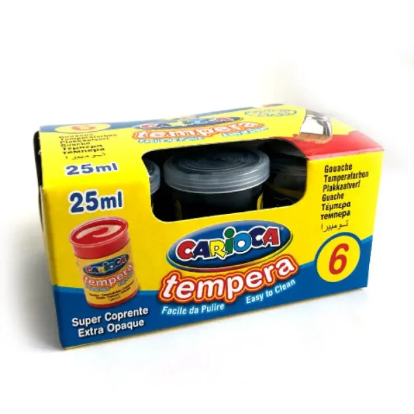 Schwarze Temperafarbe im Tiegel 6 x 35 g - Carioca Bild 2