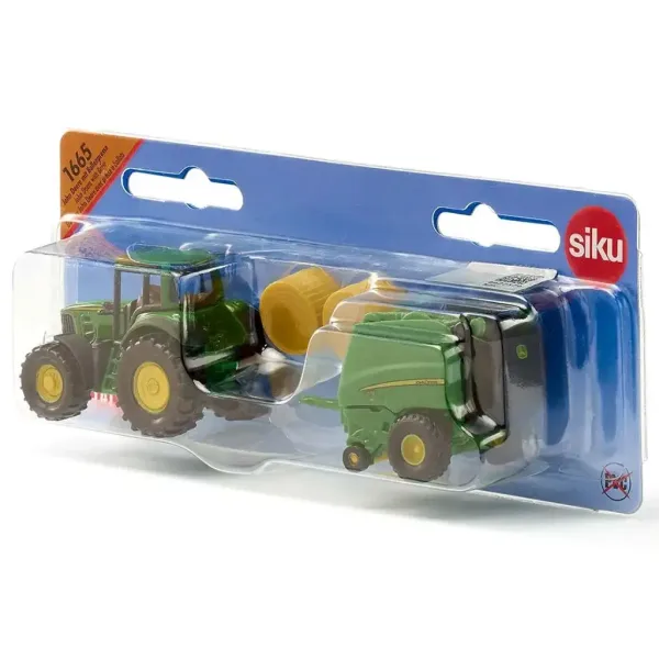SIKU John Deere Traktor mit Rundballenpresse 1/72 Bild 3