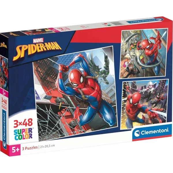 Spider-Man 3x48 Stück Supercolor Puzzle - Clementoni Bild 1