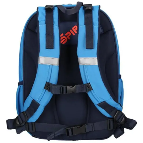 Spirit: Ergonomischer Schulranzen mit vier Fächern in Blau mit Fußballmuster Bild 3
